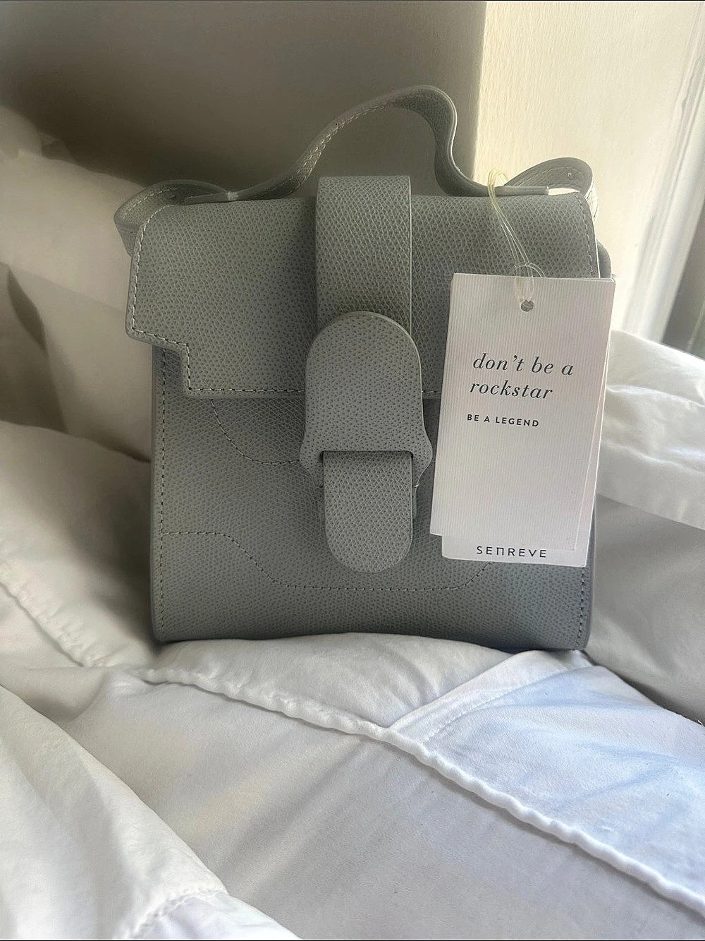Senreve Mini Alunna Leather Crossbody Bag in Gray NWT